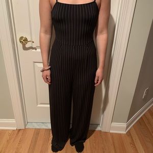 Forever 21 Black jumpsuit with white pinstripe worn once!